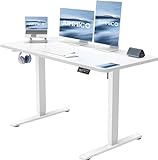 JUMMICO Höhenverstellbarer Schreibtisch 120x60 cm, Schreibtisch Höhenverstellbar Elektrisch Ergonomischer Steh-Sitz Tisch Computertisch Höhenverstellbar Stehschreibtisch Adjustable Desk(Weiß)